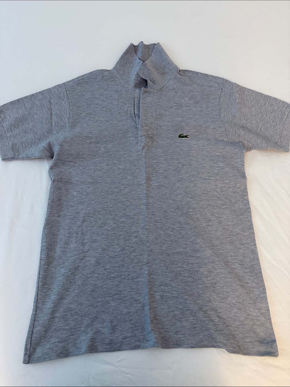 Lacoste Men's Heather Gray Polo with Green Crocodile Logo